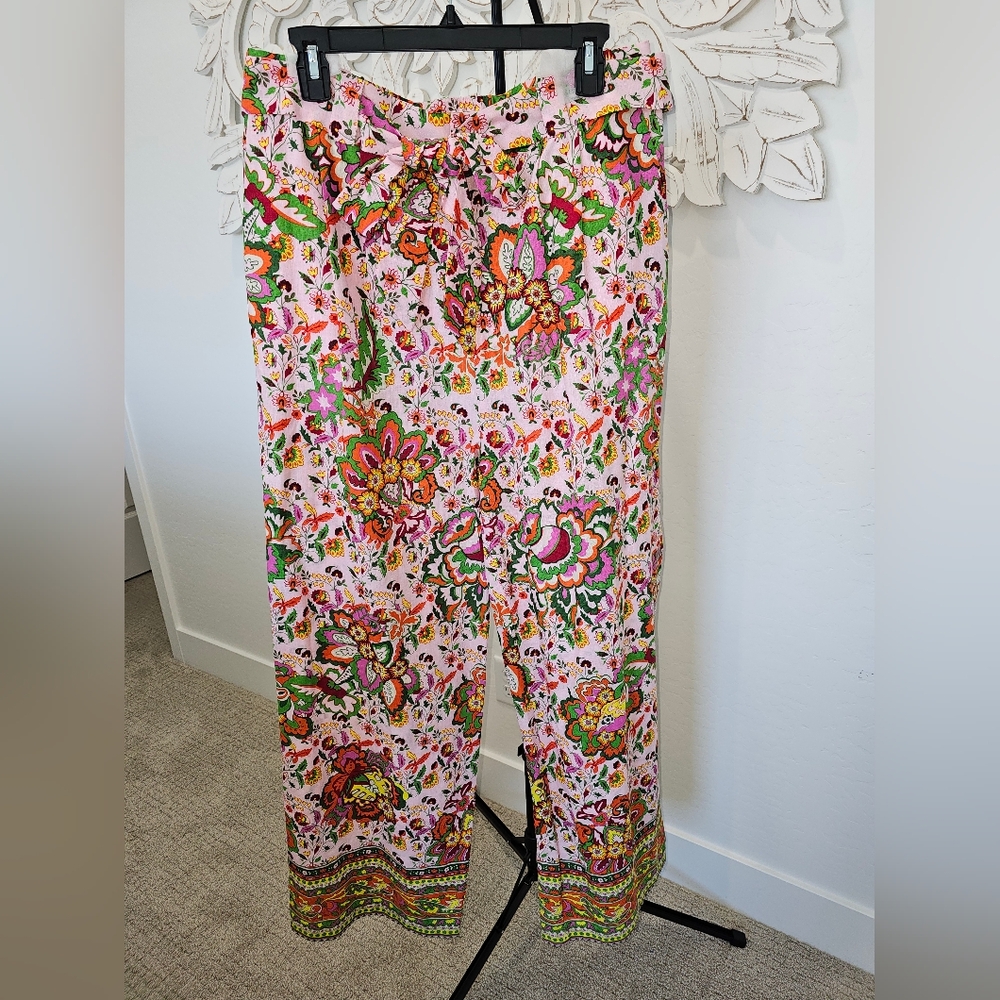 NWT Gibson Latimer Vibrant Cotton Linen Blend Wide Leg High Waist Pants XL - Picture 2 of 8